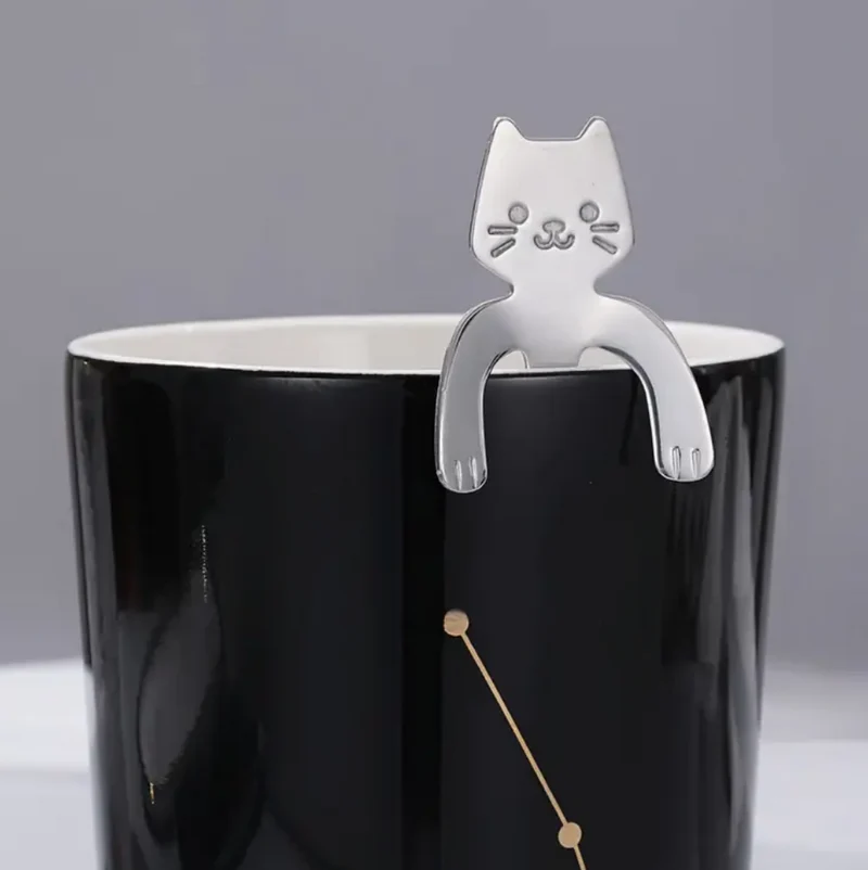 Cucchiaino gatto appeso - argento