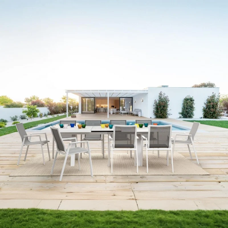 Tavolo da giardino allungabile con piano in ceramica 205/265 cm – Krion