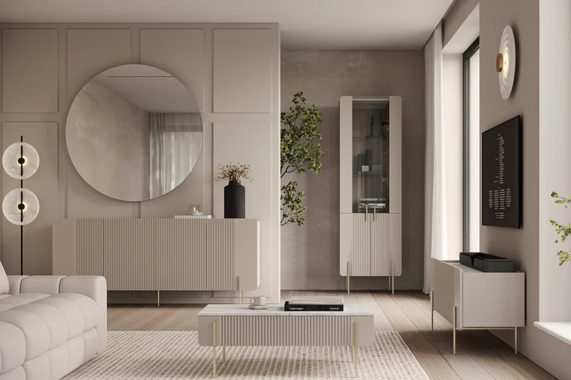 Vetrina 4 ante con piede in metallo Miami 60x190 cm