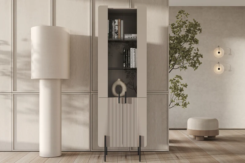 Vetrina 4 ante con piede in metallo Miami 60x190 cm