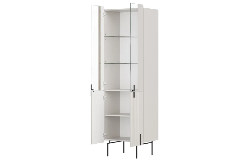 Vetrina 4 ante con piede in metallo Miami 60x190 cm