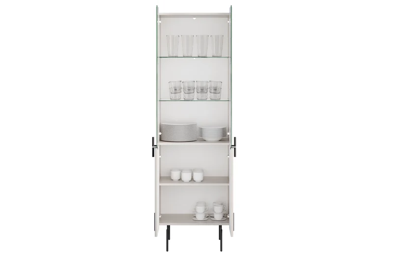Vetrina 4 ante con piede in metallo Miami 60x190 cm