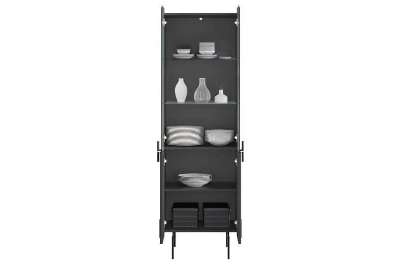 Vetrina 4 ante con piede in metallo Miami 60x190 cm