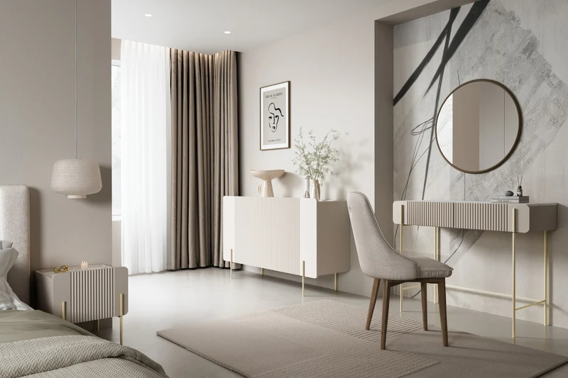Madia 3 ante con piede in metallo Miami 150x87 cm