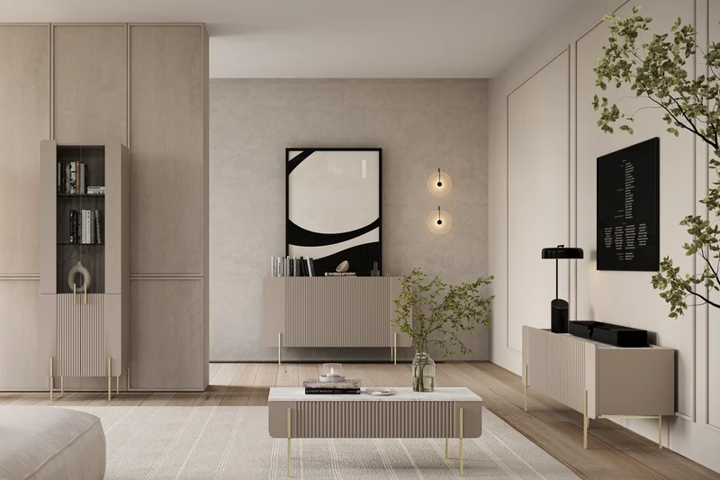 Madia 3 ante con piede in metallo Miami 150x87 cm