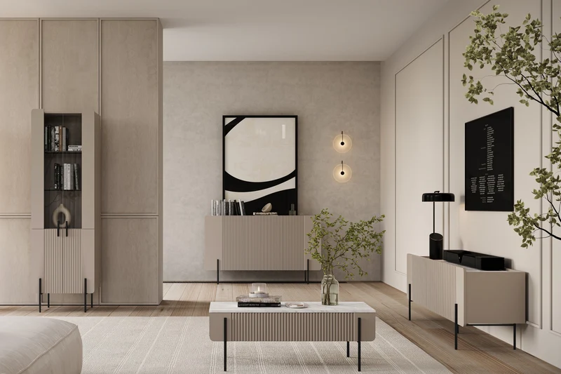Madia 3 ante con piede in metallo Miami 150x87 cm