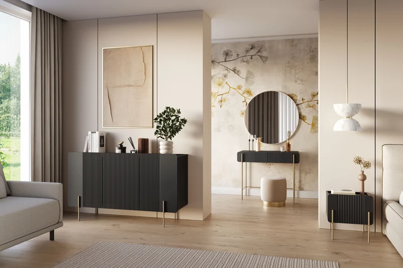 Madia 3 ante con piede in metallo Miami 150x87 cm