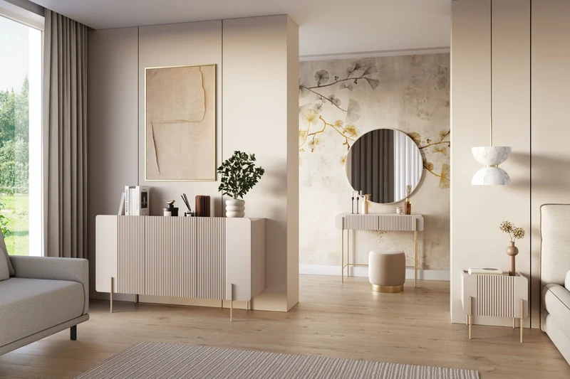 Madia 3 ante con piede in metallo Miami 150x87 cm
