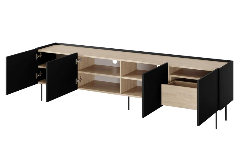 Mobile TV 4 ante 1 cassetto con piede in metallo Mars 220x60 cm