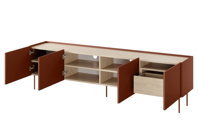 Mobile TV 4 ante 1 cassetto con piede in metallo Mars 220x60 cm