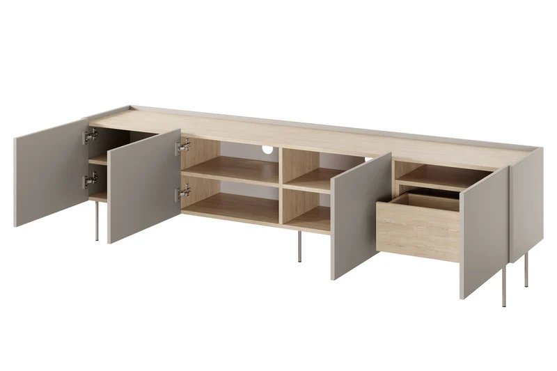 Mobile TV 4 ante 1 cassetto con piede in metallo Mars 220x60 cm