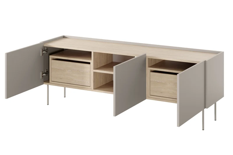 Mobile TV 3 ante 2 cassetti con piede in metallo Mars 170x60 cm