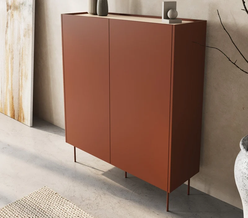 Credenza 2 ante 2 cassetti con piede in metallo Mars 120x140 cm