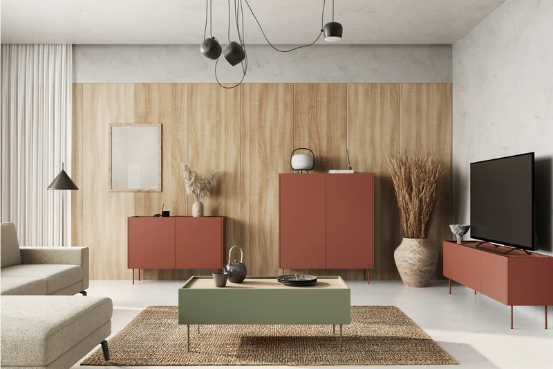 Credenza 2 ante 2 cassetti con piede in metallo Mars 120x140 cm