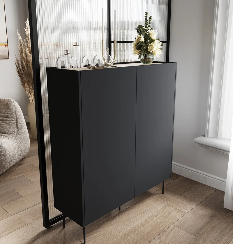 Credenza 2 ante 2 cassetti con piede in metallo Mars 120x140 cm