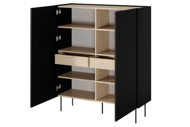 Credenza 2 ante 2 cassetti con piede in metallo Mars 120x140 cm