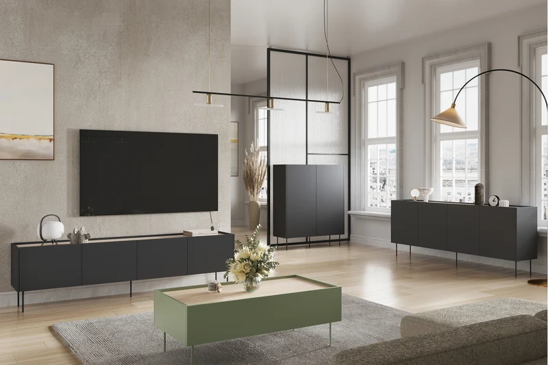 Credenza 2 ante 2 cassetti con piede in metallo Mars 120x140 cm