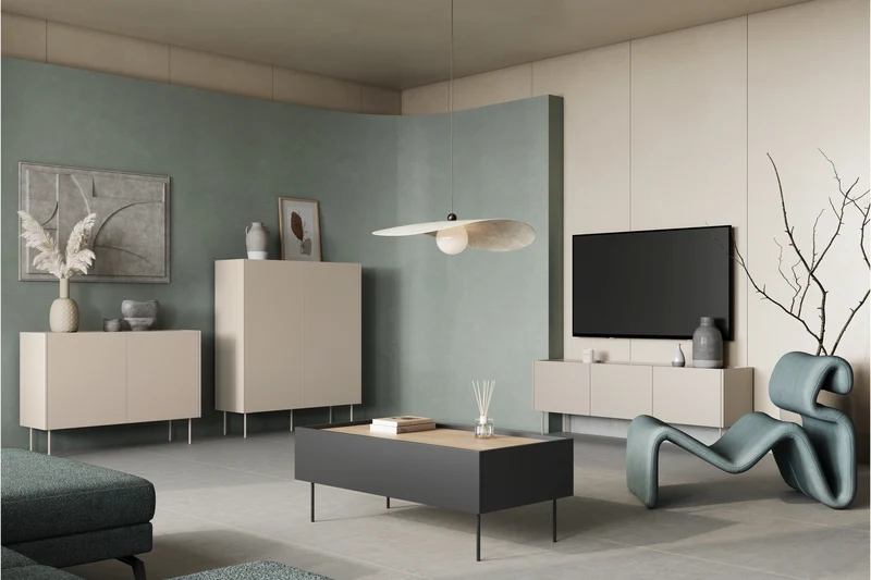 Credenza 2 ante 2 cassetti con piede in metallo Mars 120x140 cm