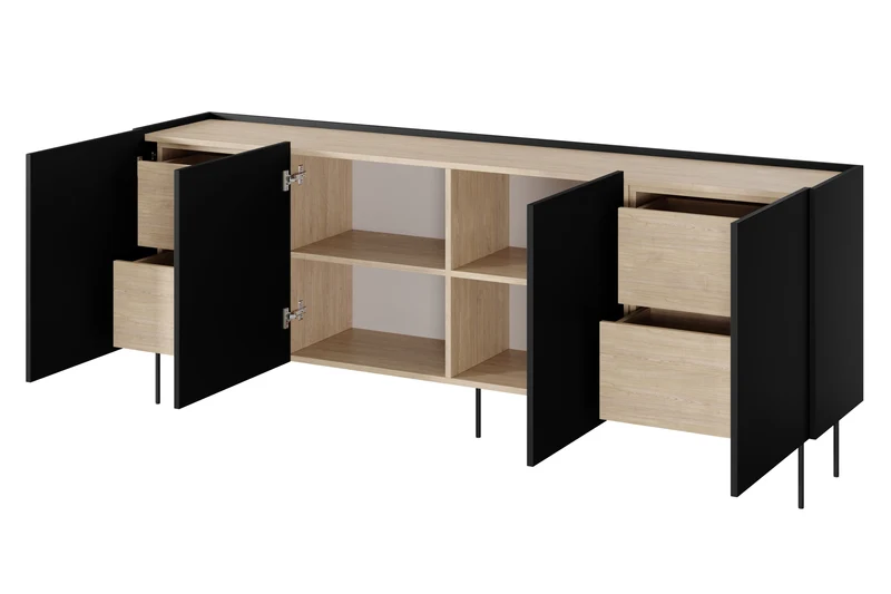 Madia 4 ante 4 cassetti con piede in metallo Mars 220x85 cm