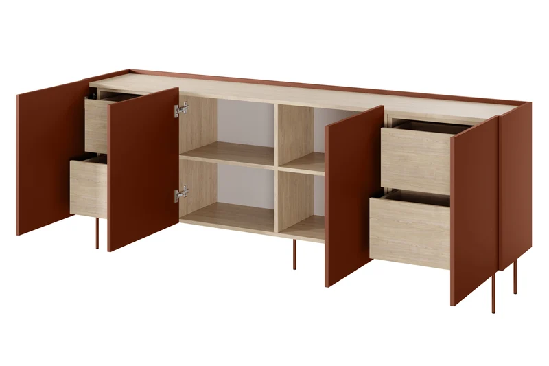 Madia 4 ante 4 cassetti con piede in metallo Mars 220x85 cm