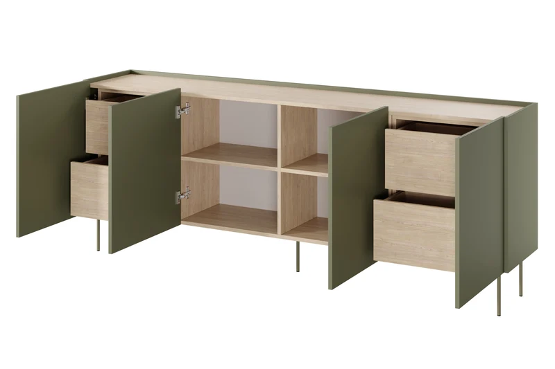 Madia 4 ante 4 cassetti con piede in metallo Mars 220x85 cm