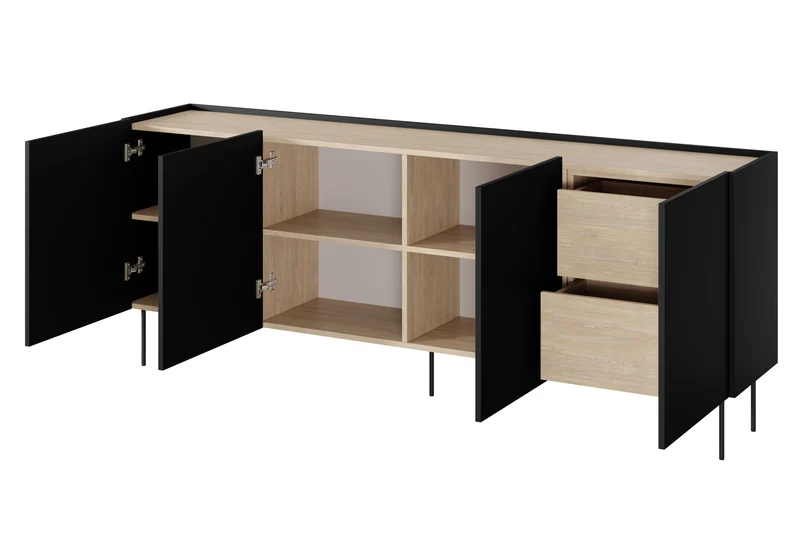 Madia 4 ante 2 cassetti con piede in metallo Mars 220x85 cm