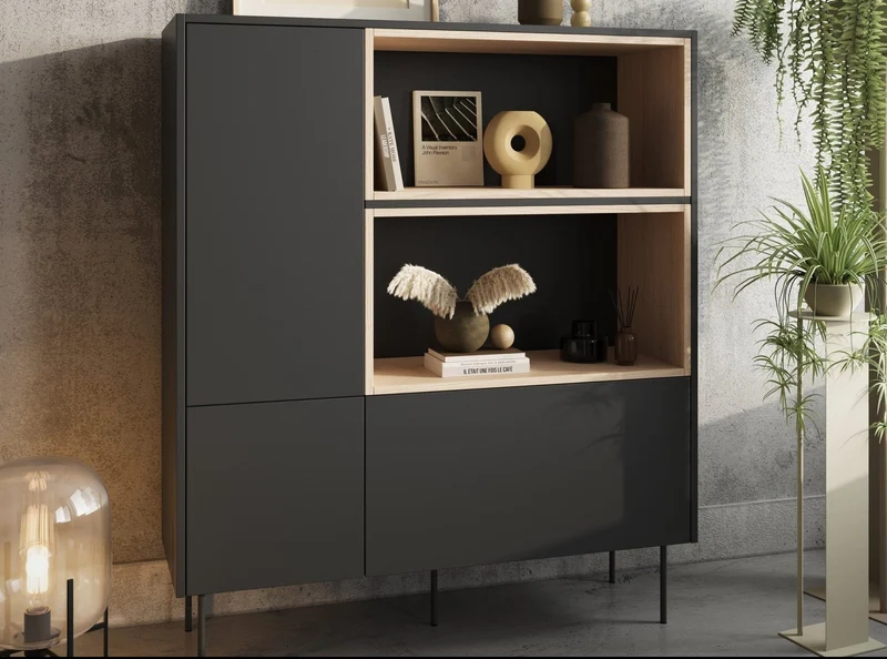 Credenza 2 ante 1 cassetto con piede in metallo Mars 120x140 cm