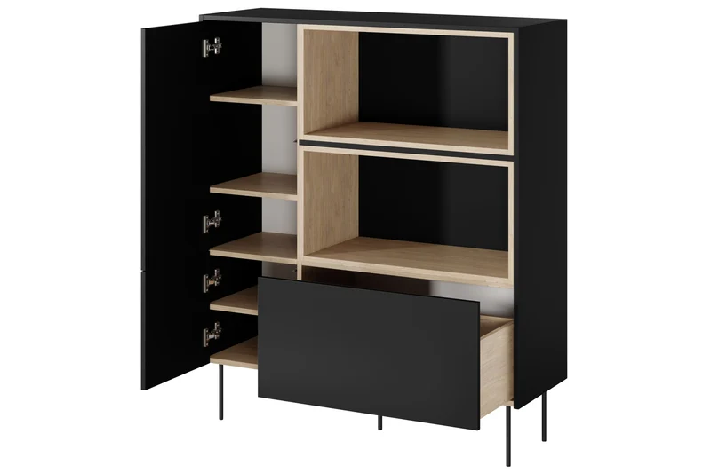 Credenza 2 ante 1 cassetto con piede in metallo Mars 120x140 cm