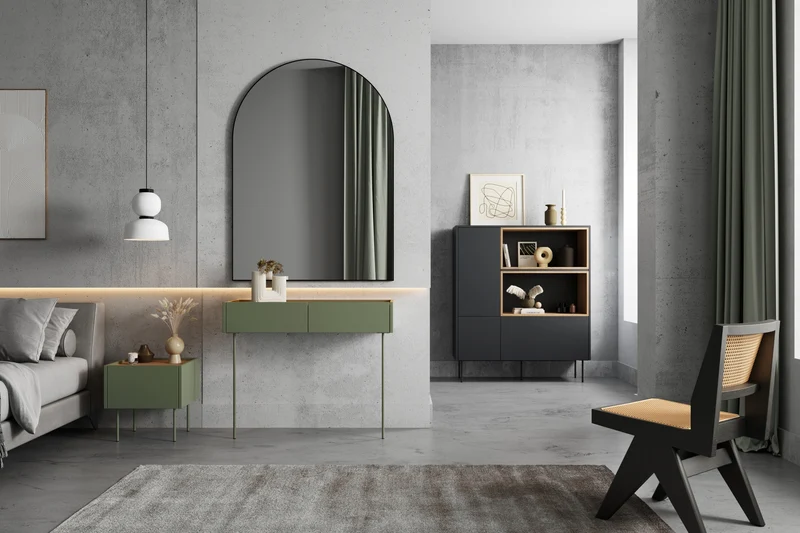 Credenza 2 ante 1 cassetto con piede in metallo Mars 120x140 cm