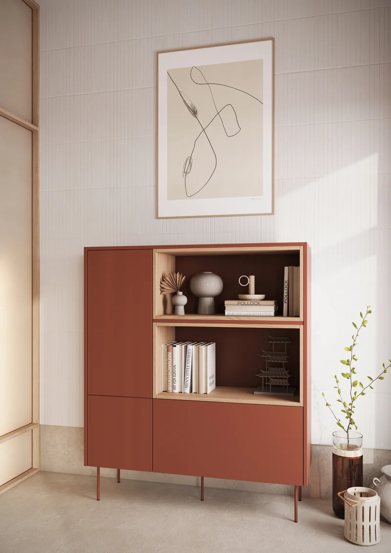 Credenza 2 ante 1 cassetto con piede in metallo Mars 120x140 cm