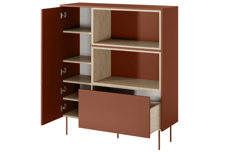 Credenza 2 ante 1 cassetto con piede in metallo Mars 120x140 cm