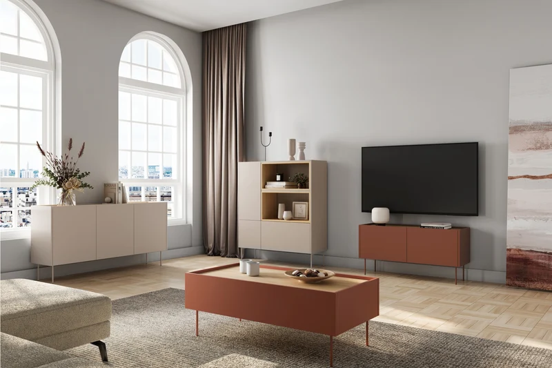 Credenza 2 ante 1 cassetto con piede in metallo Mars 120x140 cm