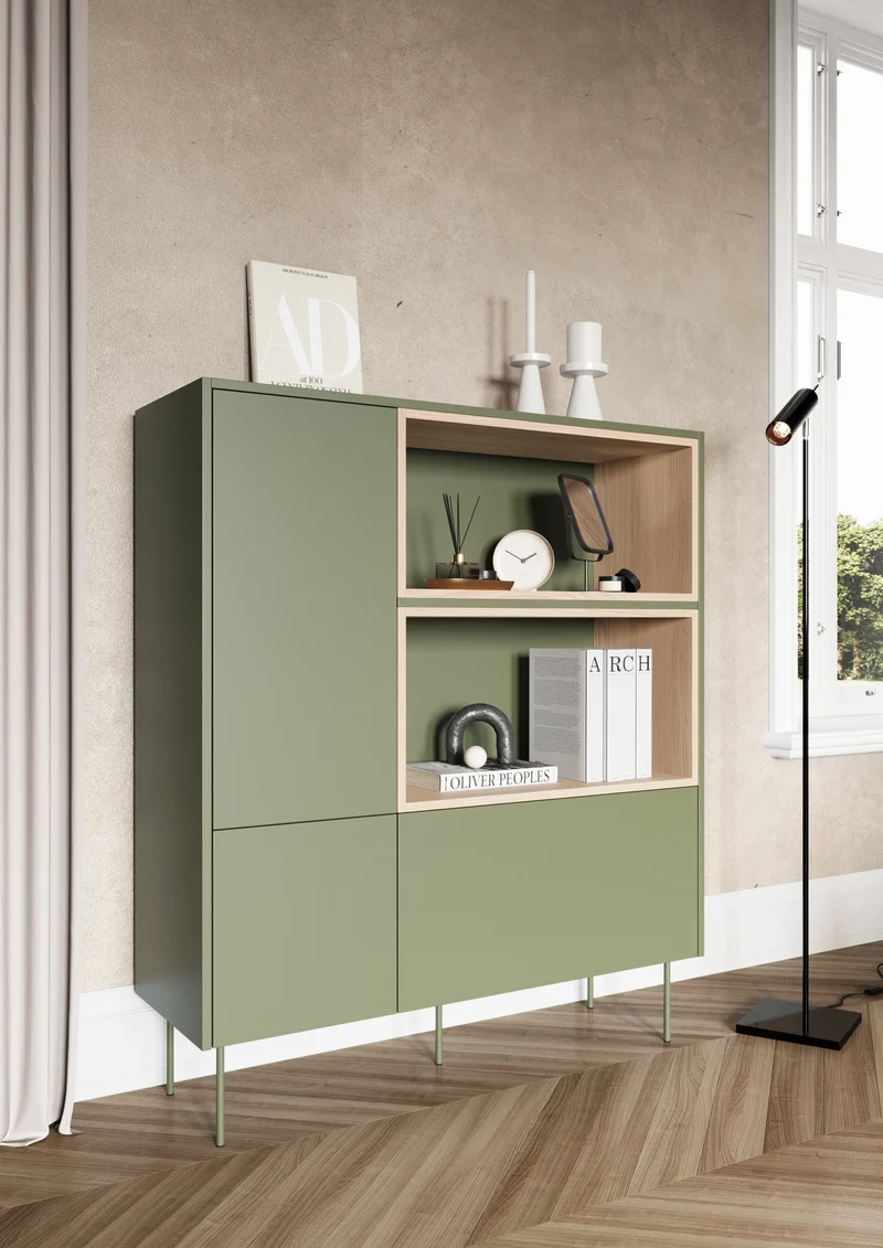 Credenza 2 ante 1 cassetto con piede in metallo Mars 120x140 cm