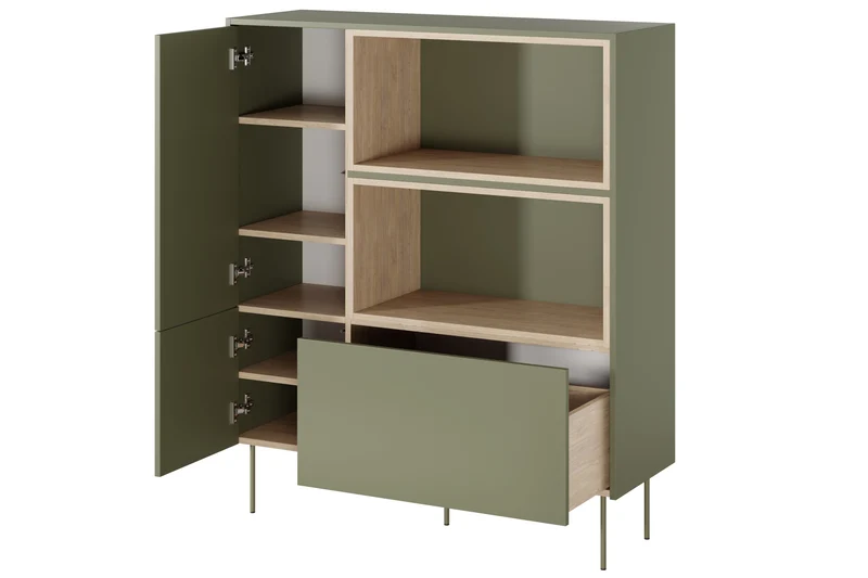 Credenza 2 ante 1 cassetto con piede in metallo Mars 120x140 cm