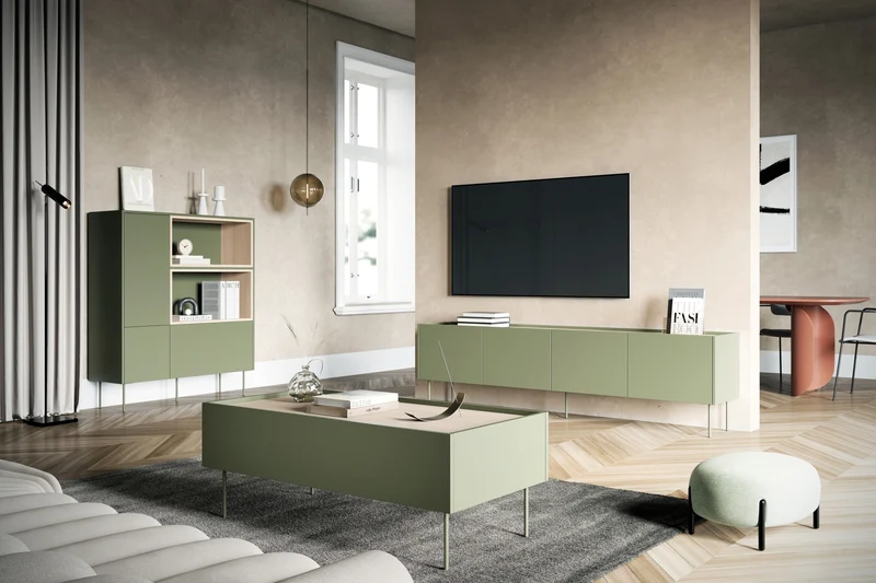 Credenza 2 ante 1 cassetto con piede in metallo Mars 120x140 cm