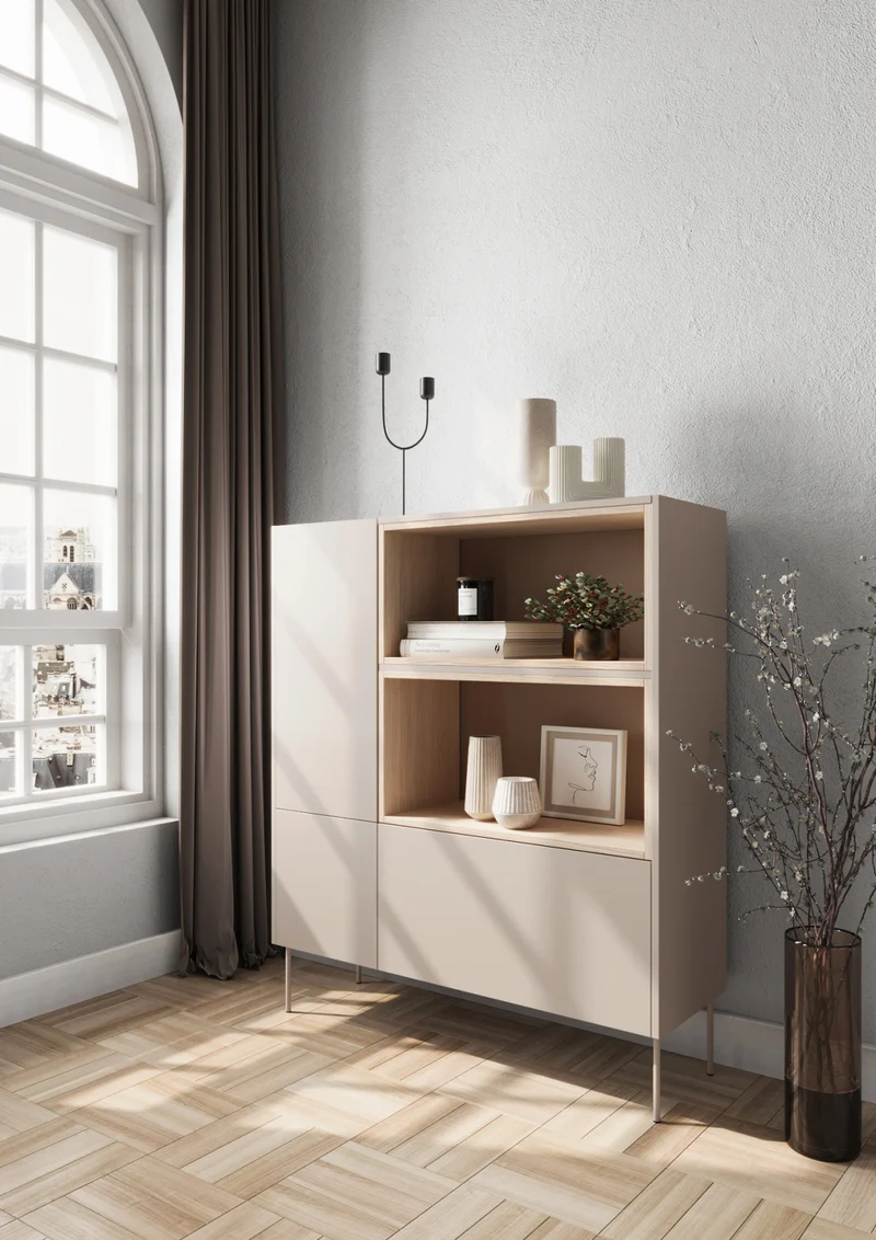Credenza 2 ante 1 cassetto con piede in metallo Mars 120x140 cm