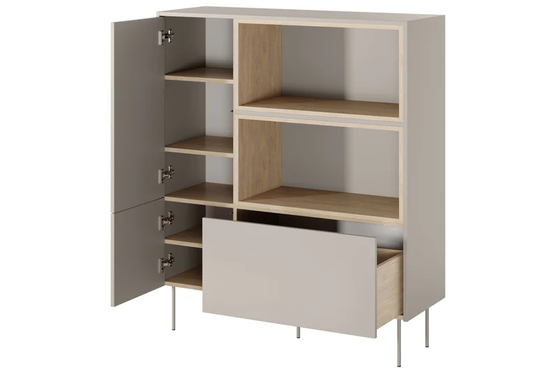 Credenza 2 ante 1 cassetto con piede in metallo Mars 120x140 cm