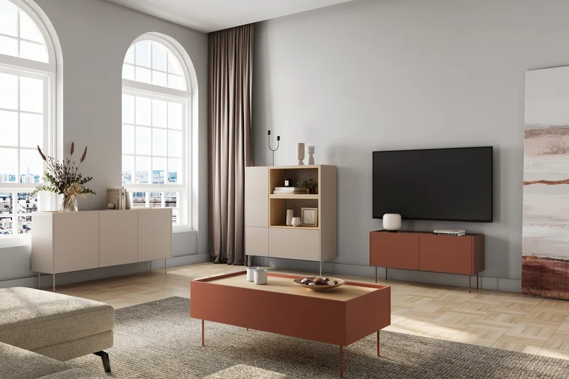 Credenza 2 ante 1 cassetto con piede in metallo Mars 120x140 cm