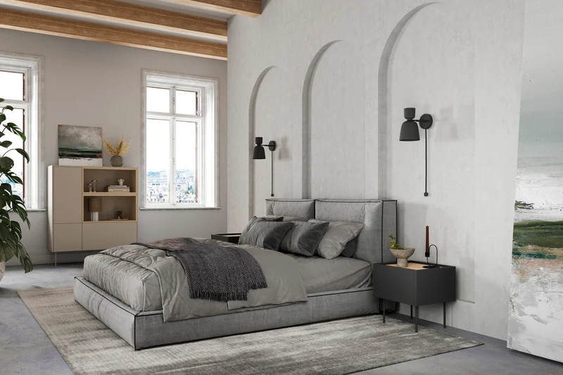 Credenza 2 ante 1 cassetto con piede in metallo Mars 120x140 cm