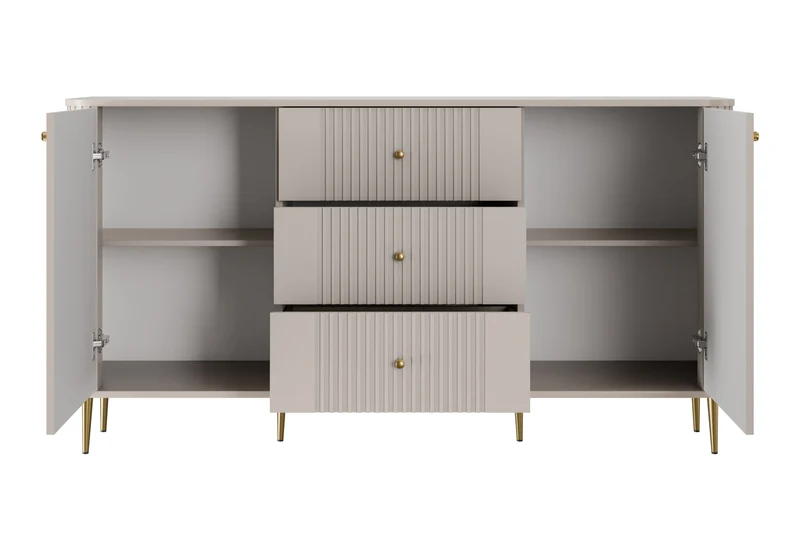 Madia 2 ante 3 cassetti con piede in metallo Liberty 160x85 cm