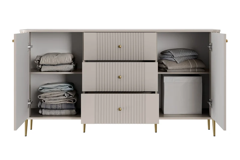 Madia 2 ante 3 cassetti con piede in metallo Liberty 160x85 cm