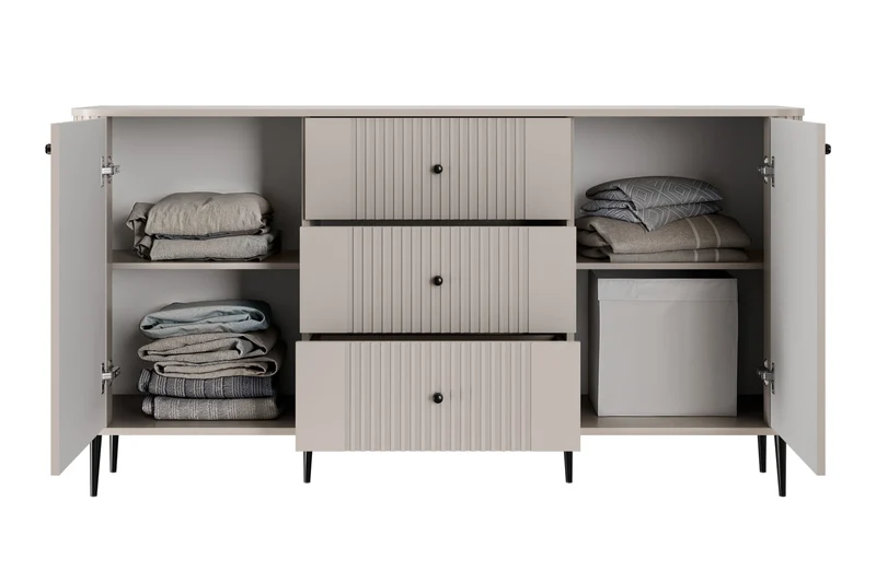 Madia 2 ante 3 cassetti con piede in metallo Liberty 160x85 cm