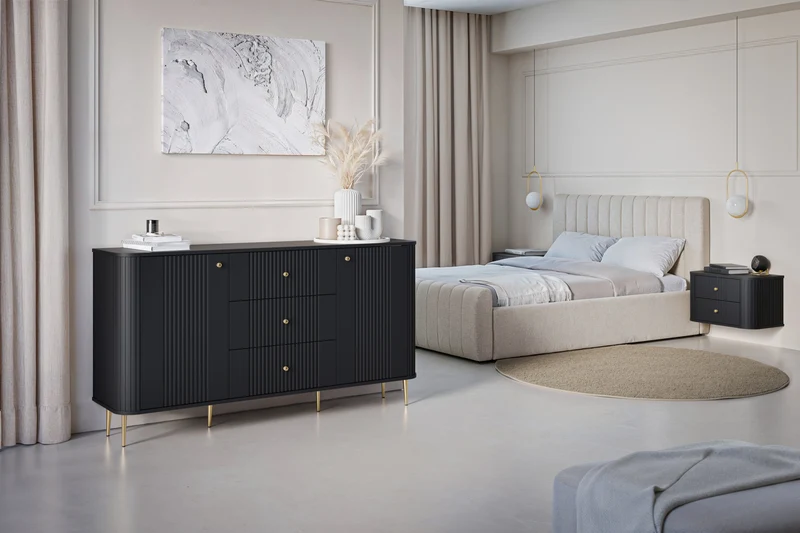 Madia 2 ante 3 cassetti con piede in metallo Liberty 160x85 cm