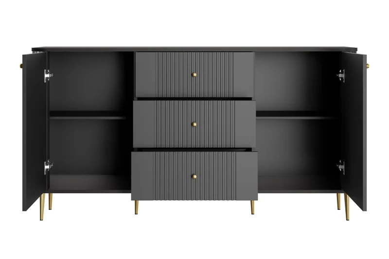 Madia 2 ante 3 cassetti con piede in metallo Liberty 160x85 cm