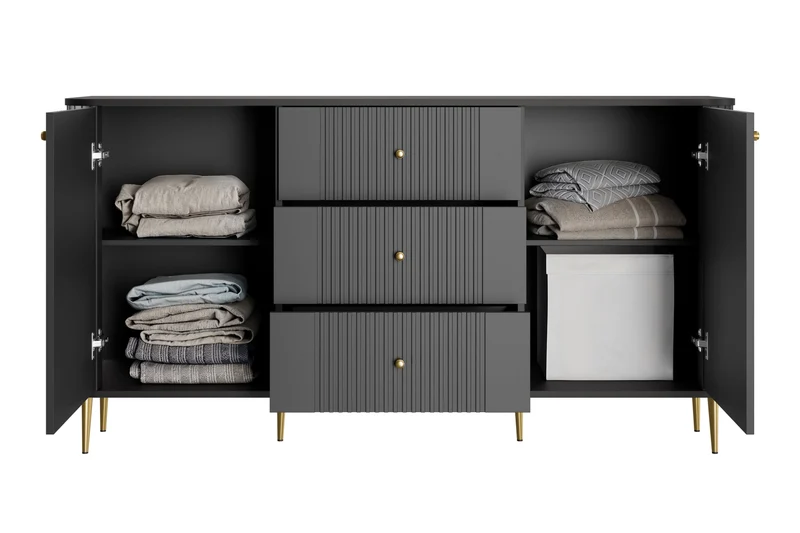 Madia 2 ante 3 cassetti con piede in metallo Liberty 160x85 cm
