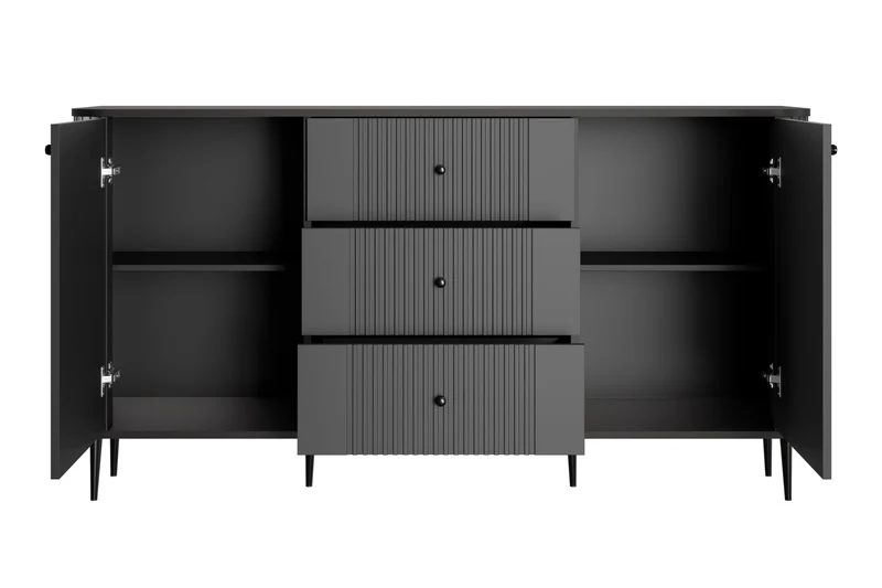 Madia 2 ante 3 cassetti con piede in metallo Liberty 160x85 cm