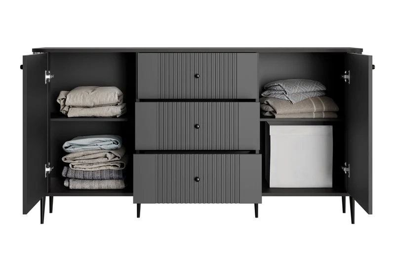 Madia 2 ante 3 cassetti con piede in metallo Liberty 160x85 cm
