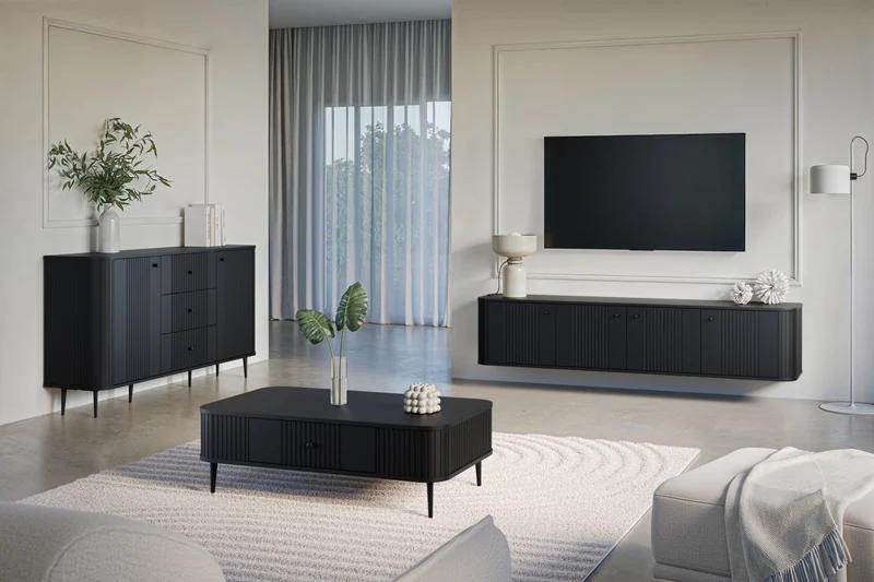 Madia 2 ante 3 cassetti con piede in metallo Liberty 160x85 cm