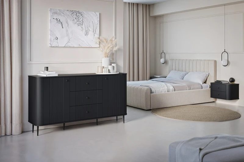 Madia 2 ante 3 cassetti con piede in metallo Liberty 160x85 cm