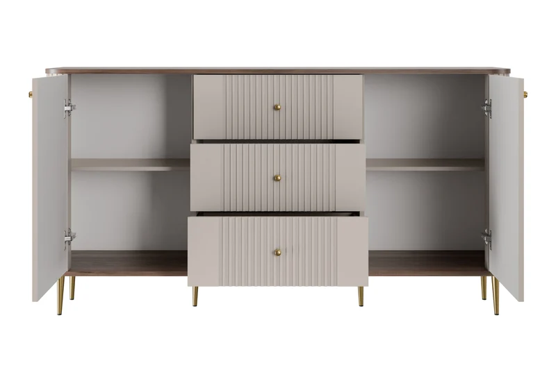 Madia 2 ante 3 cassetti con piede in metallo Liberty 160x85 cm